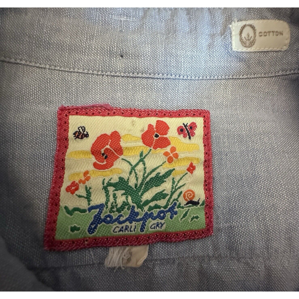 Jackpot Denim Button Down Shirt Women’s‎ Sz XL Long Sleeve Chambray Embroidered - Picture 6 of 10